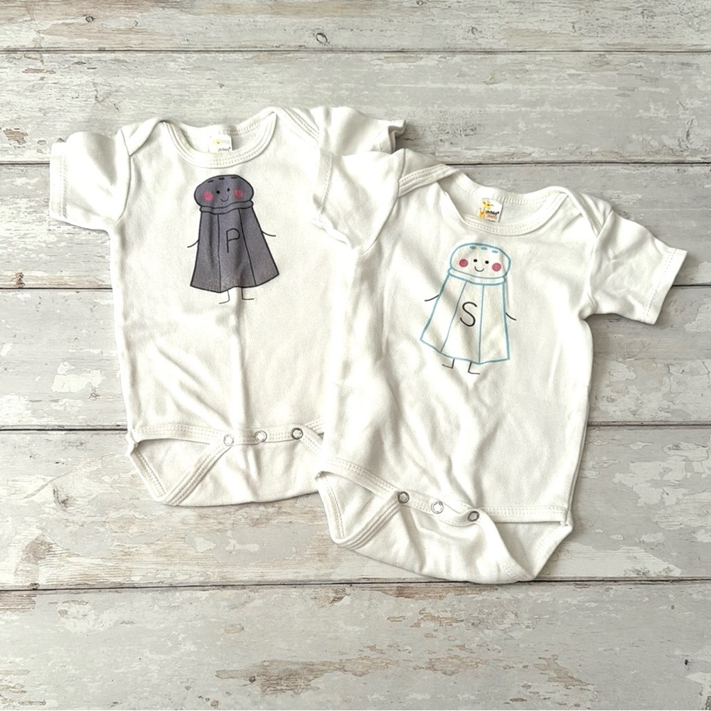 Twins Onesie Set 3-6m Size Salt & Pepper 100% Cotton 3m 6m Unisex Baby
